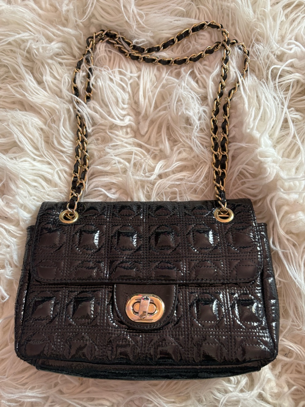 Vintage Paradox Leather Black Quilted Patent Handbag